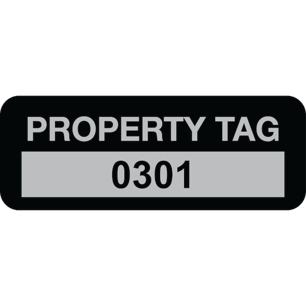 Lustre-Cal Property ID Label PROPERTY TAG5 Alum Black 2in x 0.75in Serialized 0301-0400, 100PK 253740Ma1K0301 - main